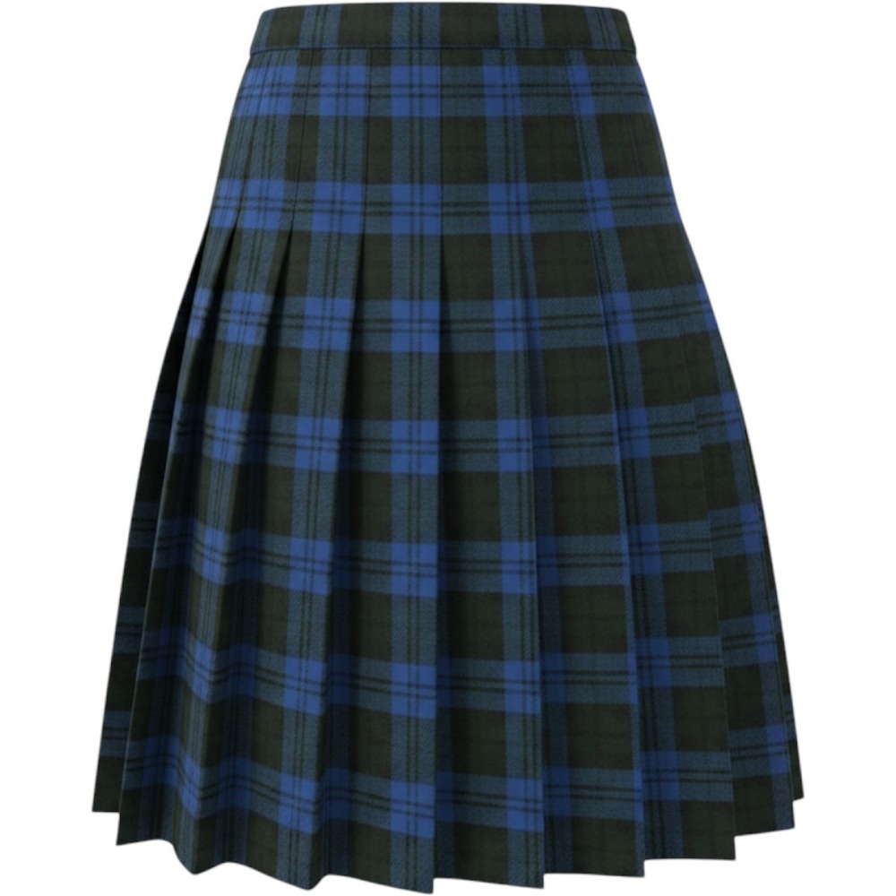 Vintage 70s Pendleton Pleated Skirt Womens 16 Blue Green Plaid Wool Tartan Prep